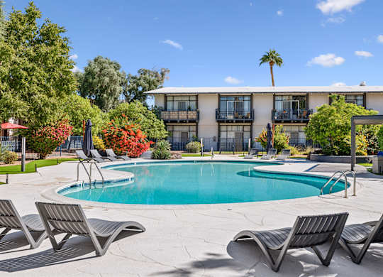 pool with chairs.