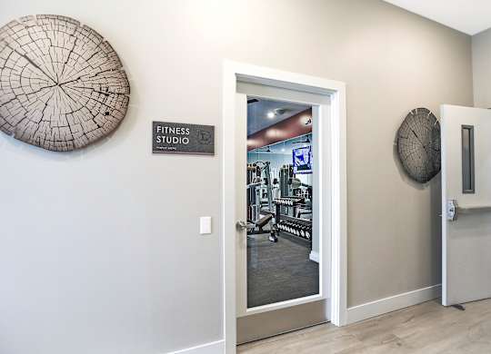 A fitness studio is located in the back room.