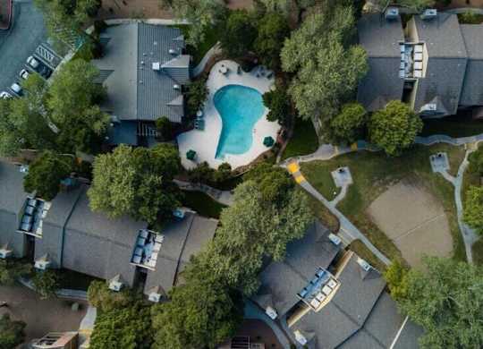 Spring park overhead view