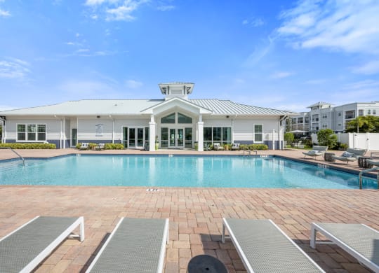 the swimming pool at the preserve apartments