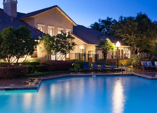 A house with a pool in the backyard.