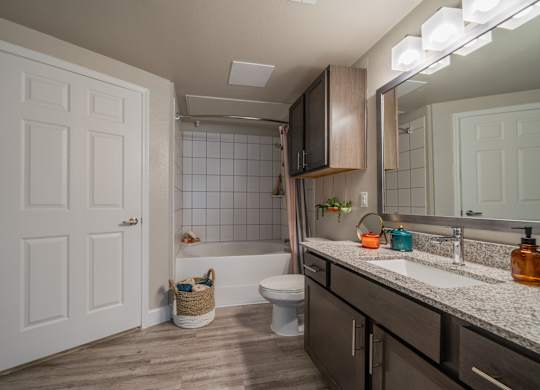 our apartments offer a bathroom with a shower and a sink