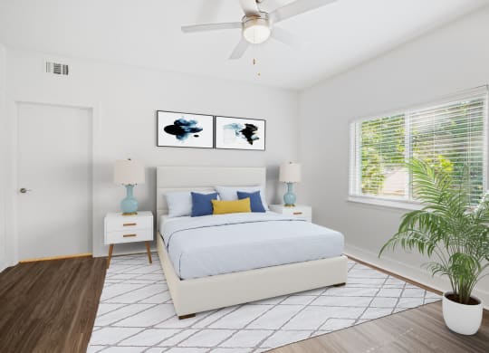 A white bedroom with a full sized bed and mattress