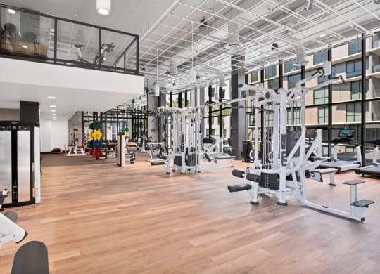lifting weights in our fitness center