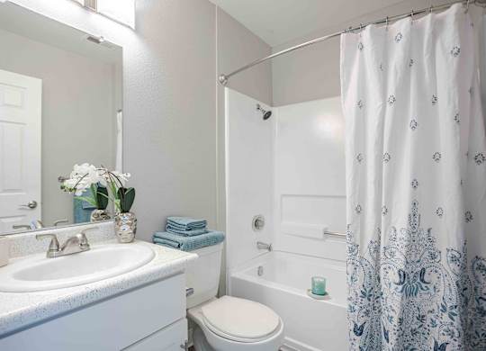 a white bathroom with a shower and a sink and a toilet