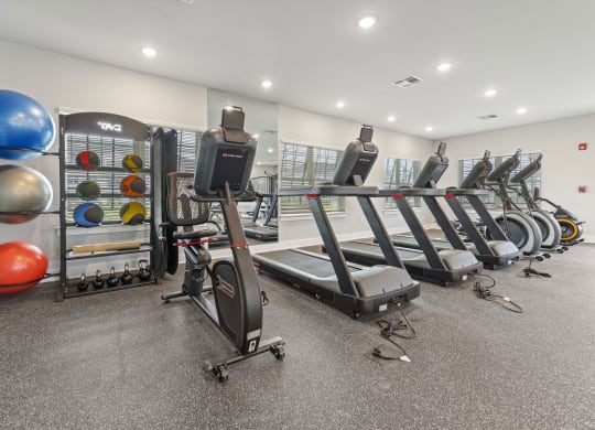 the gym is equipped with state of the art cardio equipment and weights