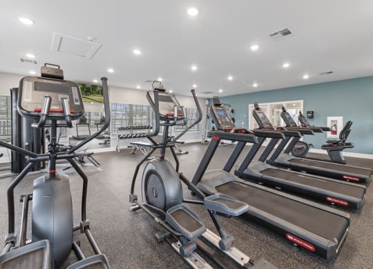 the gym with cardio equipment at the preserve at greatstone