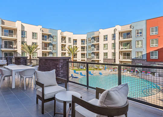Balcony With Patio Looking At The Pool at Fora Apartments, Las Vegas, 89183