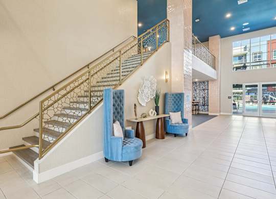 A staircase In A Lobby at Fora Apartments, Las Vegas