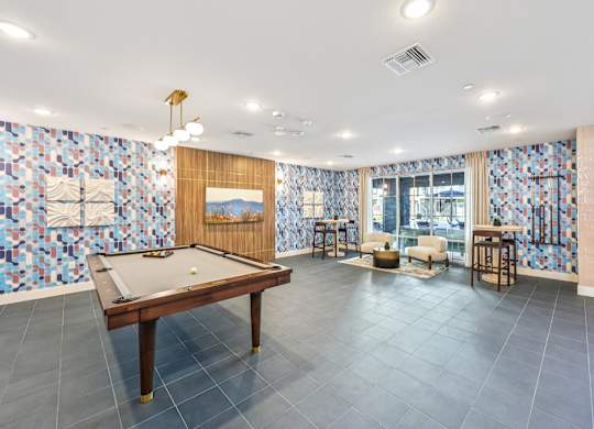 Pool Table In Clubhouse at Fora Apartments, Nevada, 89183
