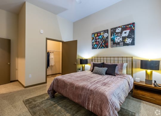 Spacious bedroom with walk in closet at Brownstone Apartments, Las Vegas, NV, 89131
