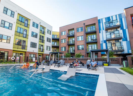Outdoor Pools with Patio Seating at CityWay, Indianapolis, IN, 46204