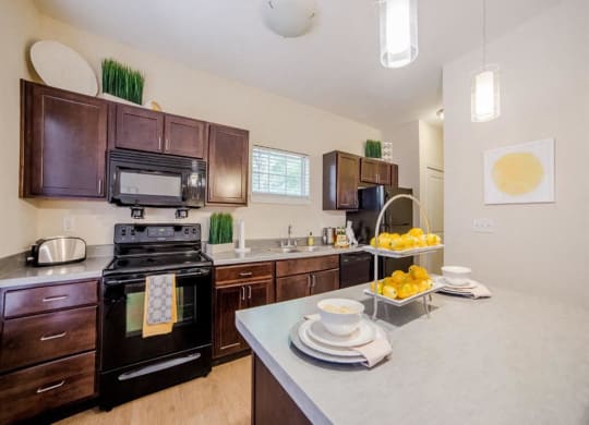Gourmet Kitchen With Island, at Buckingham Monon Living, Indiana, 46220