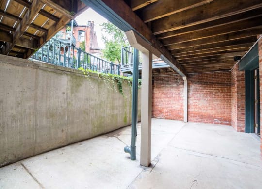 Outdoor Patio Space view at Lockerbie Court on Mass Ave, Indianapolis, Indiana