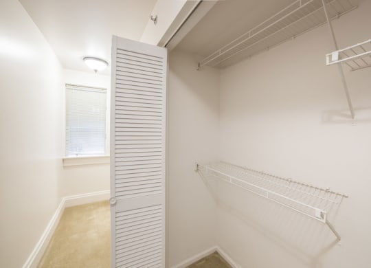 Closet interior view at Lockerbie Court on Mass Ave, Indianapolis, IN, 46204