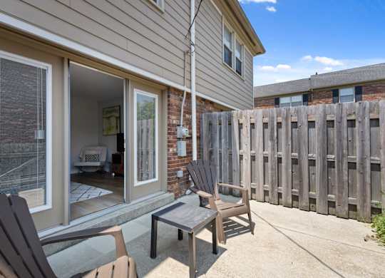 Private outdoor patio at Monon Living in Broad Ripple with fenced-in space, perfect for relaxing just steps from the Monon Trail.
