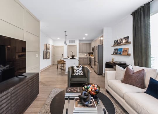 a living room with a couch and a coffee table
