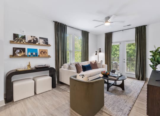 a living room with a couch and a coffee table