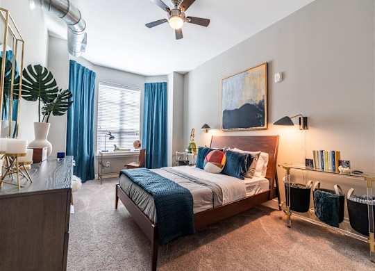 Bedroom With Ceiling Fan at The Foundry, Indiana, 46617