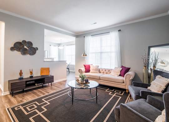 Living room at Providence at Old Meridian Apartments , Carmel, IN