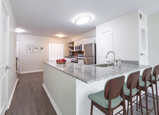 Fitted Kitchen With Island Dining at Monon Living, Indianapolis, 46220