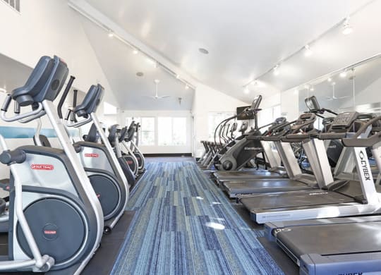 Fitness Center with Cardio  Equipment at Bella Vista at Hilltop Apartments, California