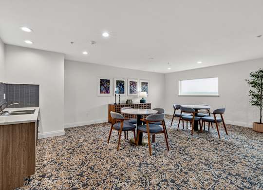 Modern Dining Room at Vintage at Marine View Senior 55+ Apartments, Everett, WA