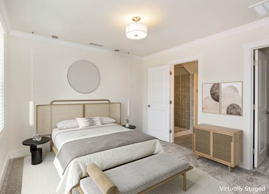 Charlotte NC Luxury Apartments for Rent - Loso Walk - Bathroom With Vinyl Plank Flooring, Vanity Sink, Toilet, And Shower With Tub Combo.