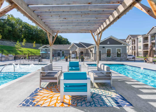 our apartments have a resort style pool with lounge chairs