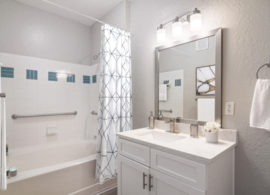 The Asher at Sugarloaf apartments in Lawrenceville Georgia photo of modern bathroom