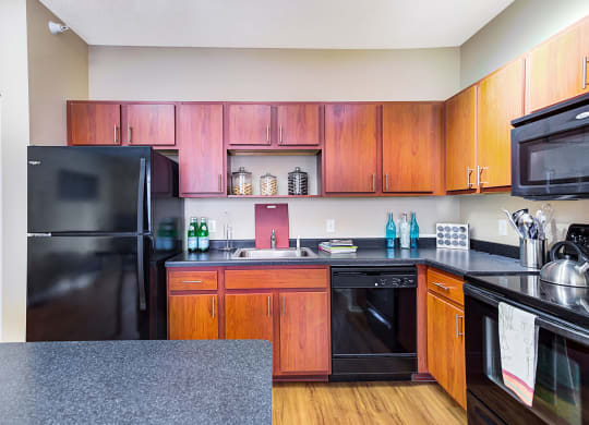refrigerator with dishwasher at Uptown Lake Apartments, Minneapolis