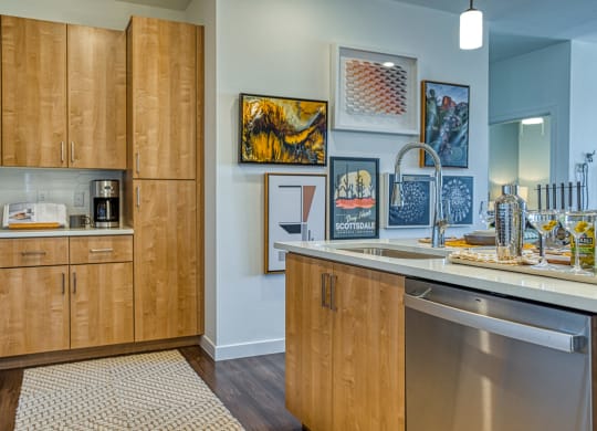 Apartments In South Scottsdale for Rent - Lucent Scottsdale -  Luxury Kitchen with island and Stainless Steel Appliances