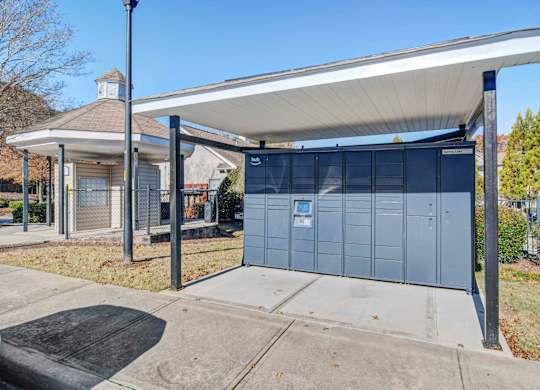 Package locker for residents at Ashford at Spring Lake pet-friendly apartments Atlanta GA