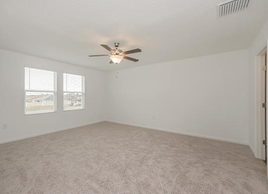 Homes in Ruskin, FL for rent - Ruskin Reserve - Bedroom with plush carpet and ceiling fan