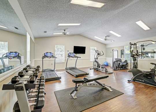 On-site fitness center at Chelsea Apartments in Gainesville, FL
