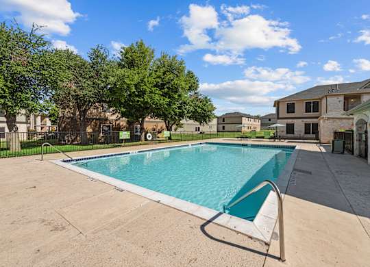 Resort-style swimming pool at Huntington Meadows Apartments in East Austin, Austin, TX 78724.
