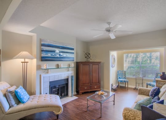 Enclave at Wolfchase Apartments in Cordova Tennessee photo of living room with fireplace