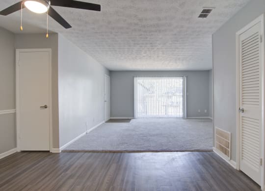 Estuary Apartments in Atlanta Georgia 30341 photo of an empty living room with a ceiling fan
