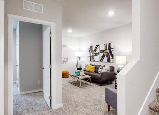 our apartments offer a living room with stairs to the