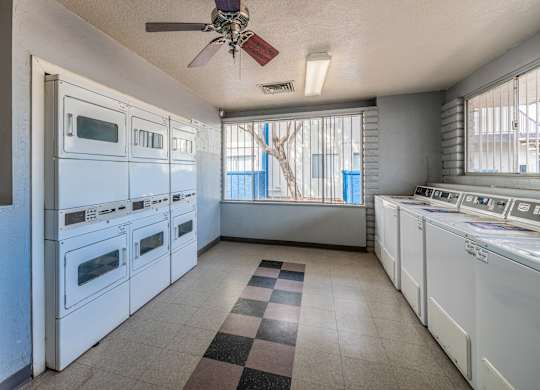 Onsite laundry facilities at Midtown on Seneca, a pet-friendly apartment community near East Central Tucson, Tucson, AZ.