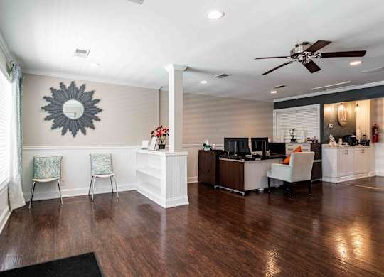 Leasing office at Mirador at Peachtree in Atlanta, Georgia, near Briarcliff, located within the pet-friendly community