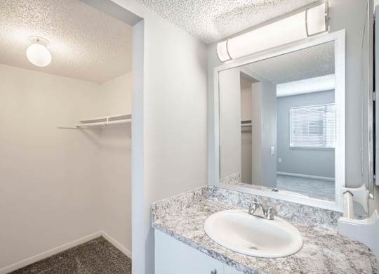 Pet-Friendly Apartments in Kissimmee, FL- Mirador at Woodside -  Bathroom with Large Walk In Closet