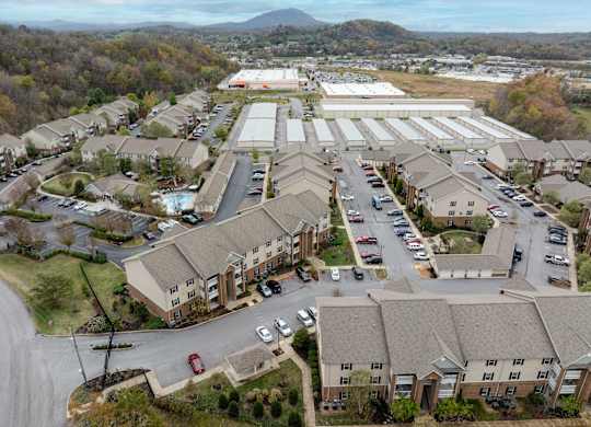 Apartments in Sevierville for Rent – Overlook at Allensville -   An aerial view of our community with moutains in the background