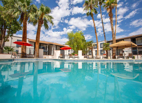 the swimming pool at our hotel in palm springs