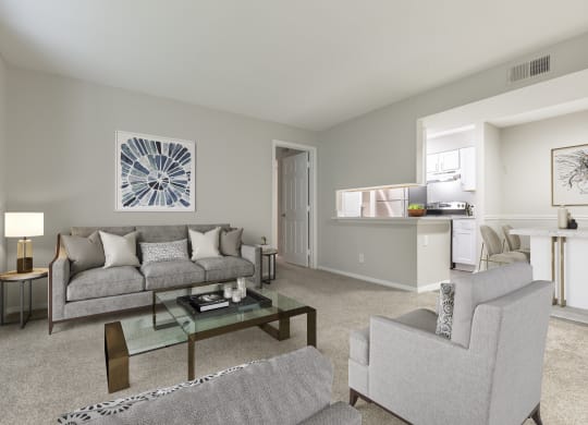 the timbers raleigh nc apartments for rent living room with sofa and chair and modern furnishings placed next to kitchen and dining area