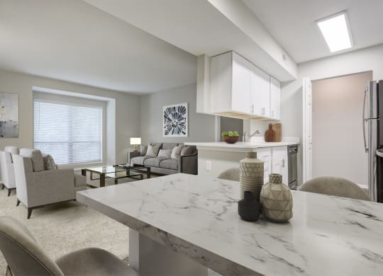 the timbers raleigh nc apartments for rent living room and kitchen with modern furnishings including sofa with chairs and dining table and chairs