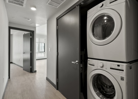 a washer and dryer in a laundry room