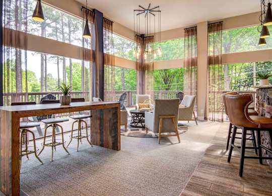 Clubhouse with a seating area at Stratford Ridge, a pet-friendly community in Marietta, GA, near Smyrna.