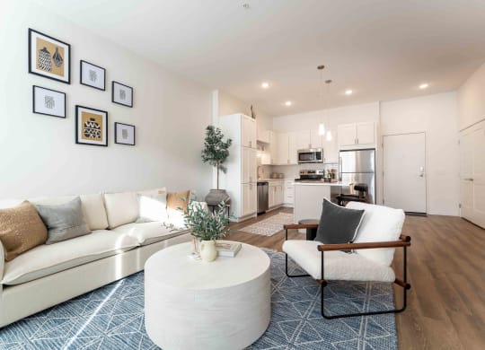 a living room with a couch and a coffee table