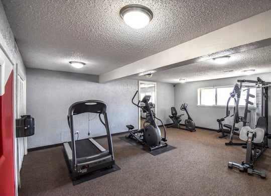 the gym in our apartments is equipped with cardio machines and weights